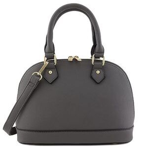 Zip-Around Saffiano Classic Dome Satchel (Dark Grey)